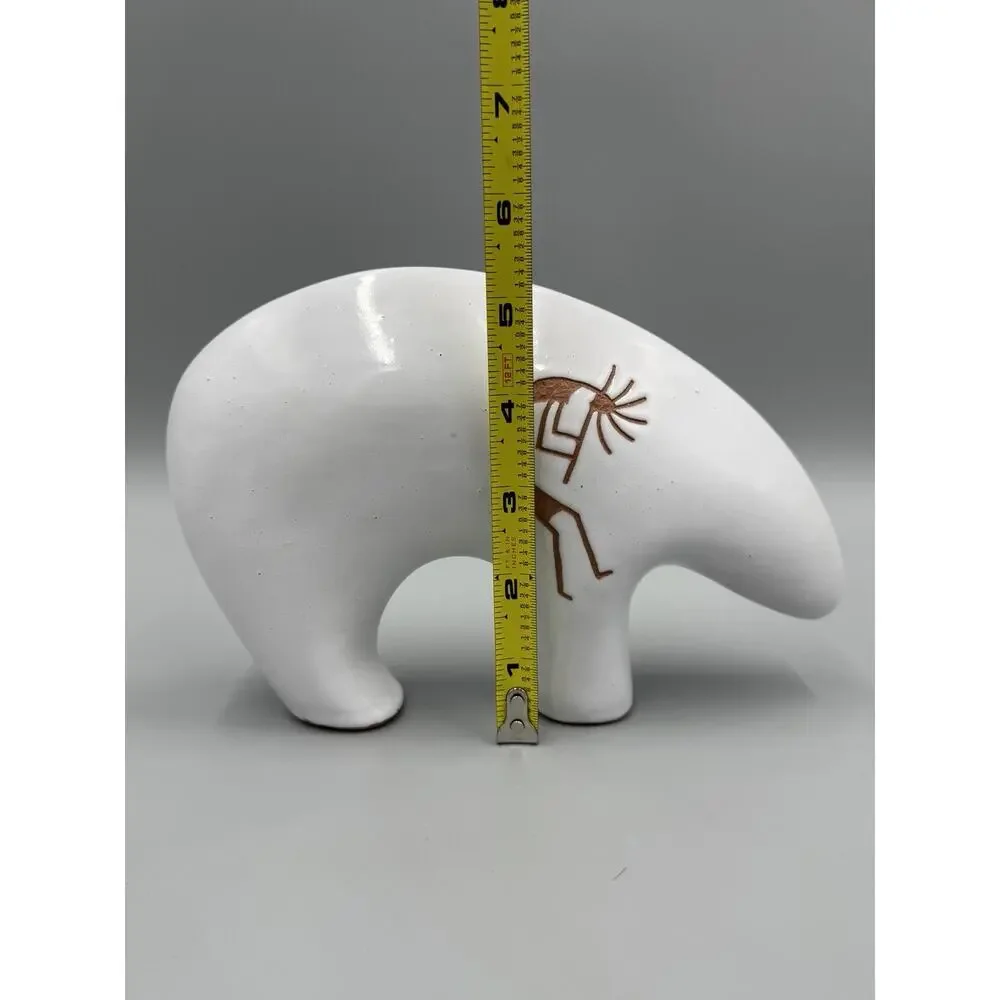 Native American Navajo Pottery Bear Figurine Spirt Aztec Design Vintage 1994
